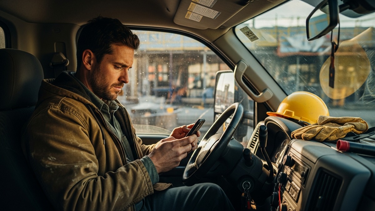 Contractor showing a homeowner a financing approval on a smartphone