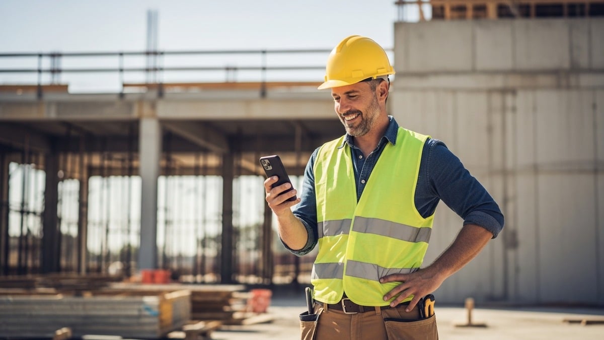 Contractor receiving fast loan approval notification on a mobile device