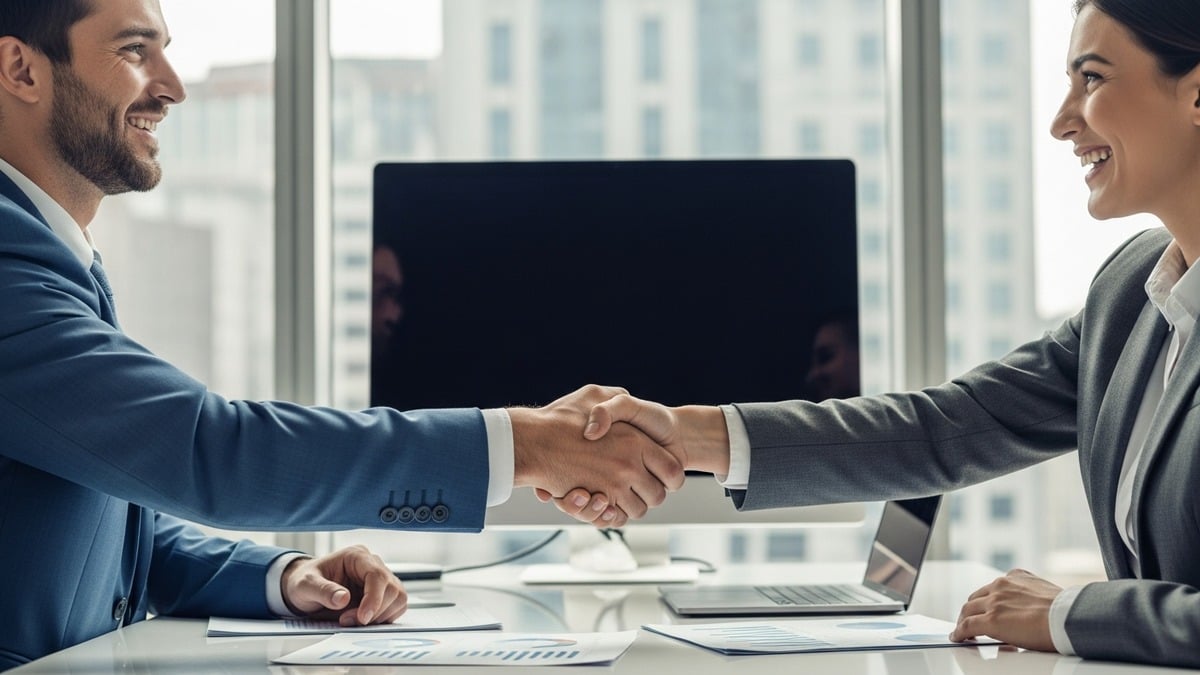 Contractor and financial advisor completing a funding agreement