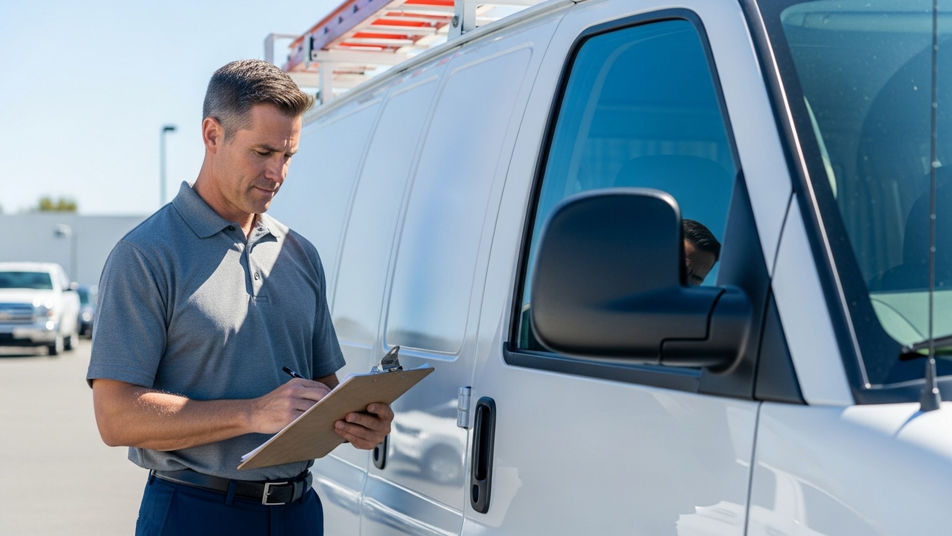 HVAC contractor reviewing equipment financing options for service vans and tools