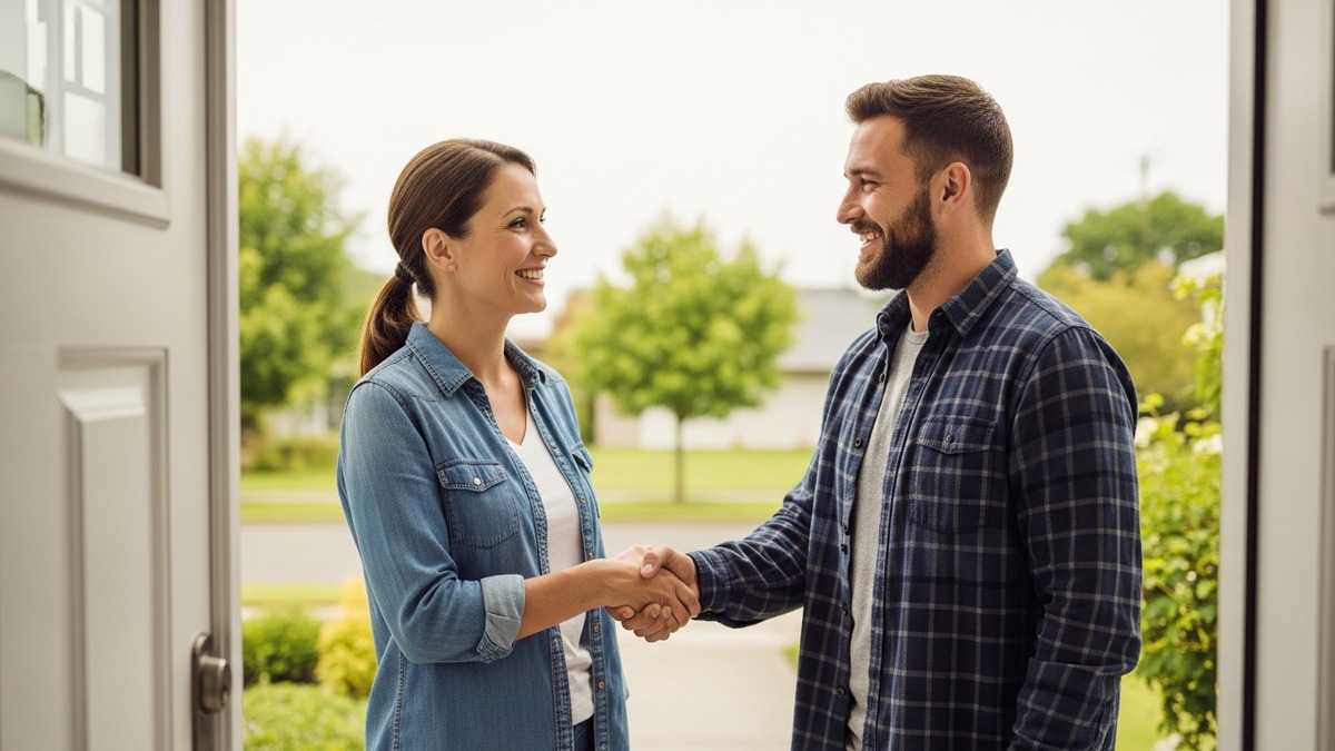 Homeowner and contractor shaking hands after agreeing on financing options